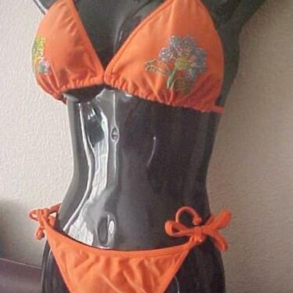 ELEMENTZ ORANGE PADDED BIKINI SWIMWEAR NEW LARGE